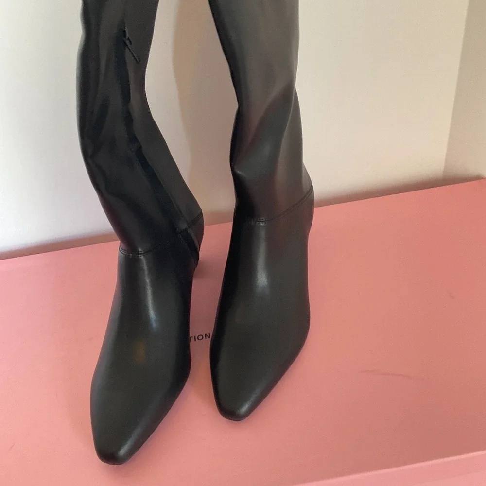 New Intentionally Blank x Anthropologie DELUCA 7 Black Soft‎ Leather Over Knee